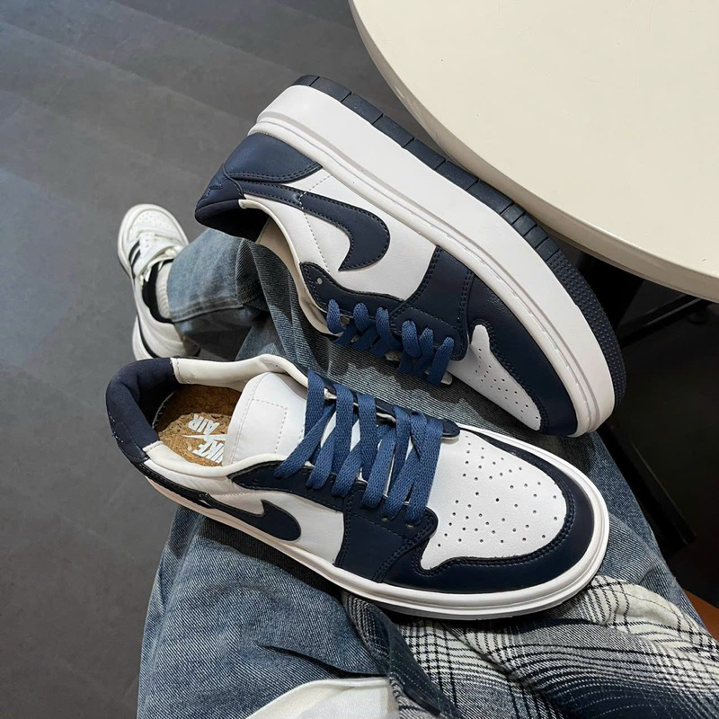 Giày JD1 Low Elevate Midnight Navy Da Thật Lai Au Nam Nữ