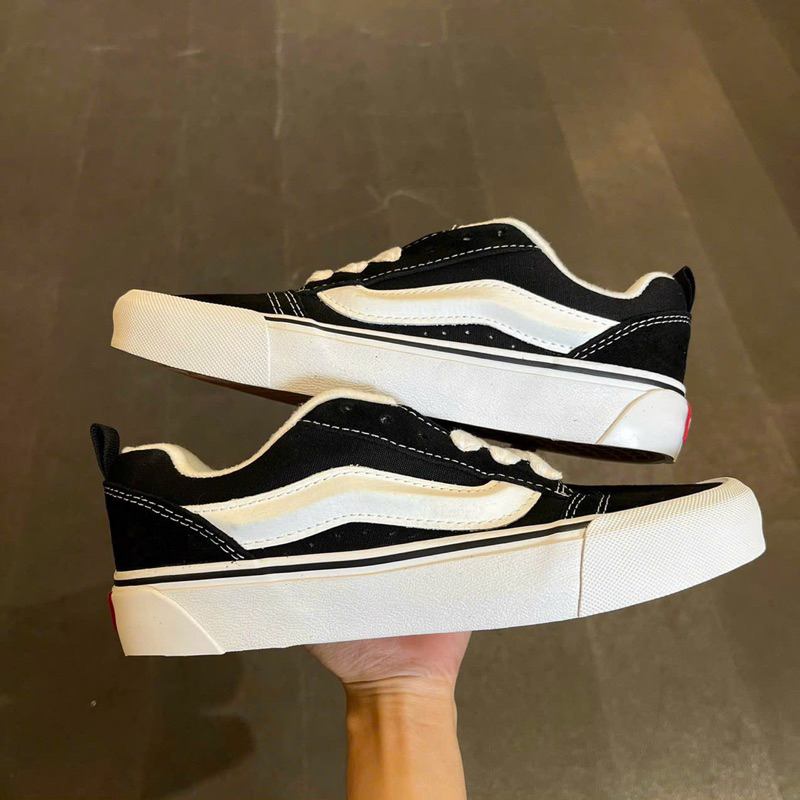 Giày Van Knu Skool Black White Basic Lai Au Cao Cấp Fullbox