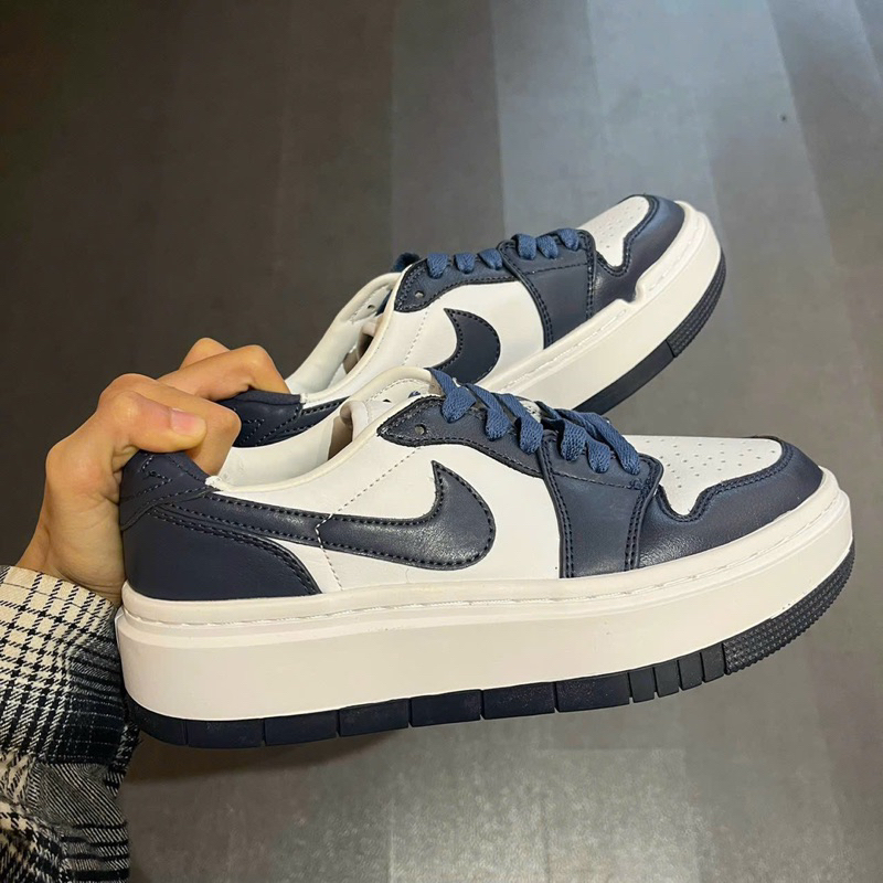 Giày JD1 Low Elevate Midnight Navy Da Thật Lai Au Nam Nữ