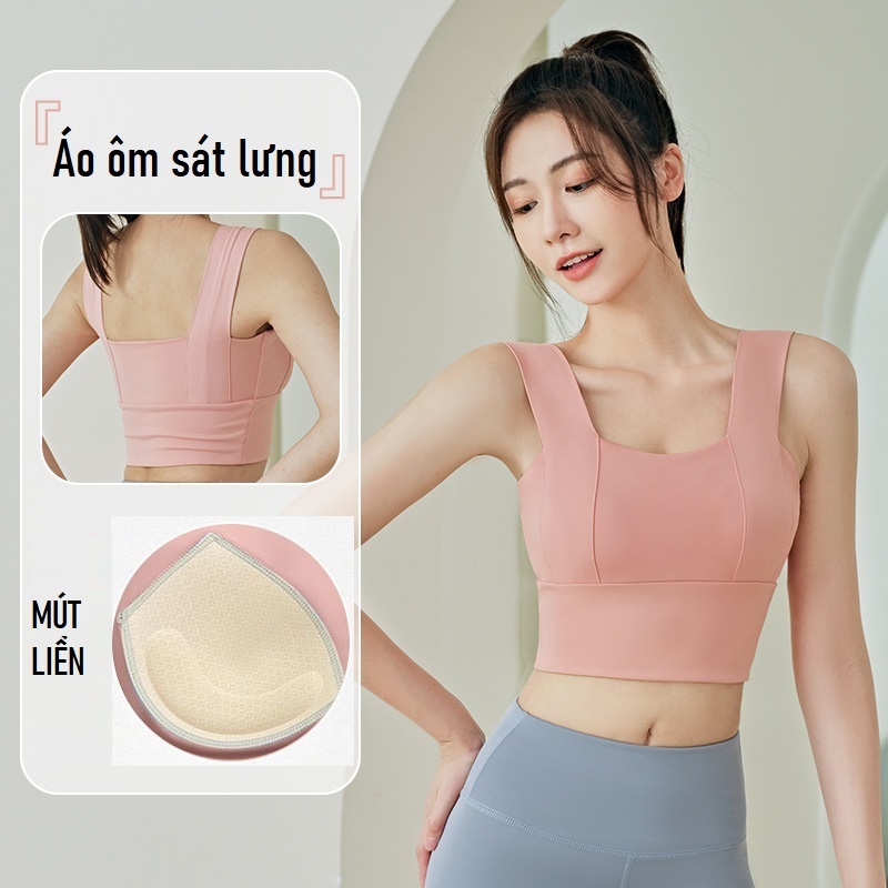 Bộ đồ tập GYM Yoga mút đúc liền vải thun lạnh, Set quần áo thể thao tập Gym Yoga áo bra quần dài legging