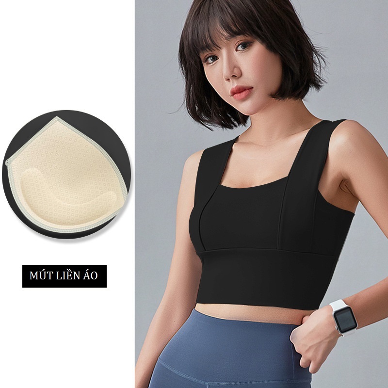 Bộ đồ tập GYM Yoga mút đúc liền vải thun lạnh, Set quần áo thể thao tập Gym Yoga áo bra quần dài legging