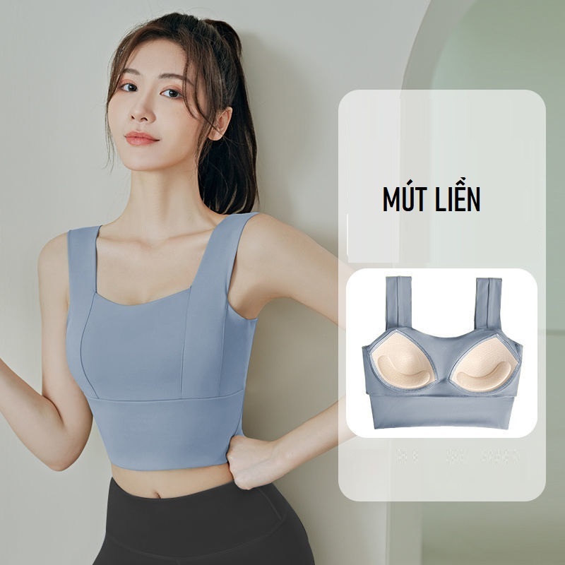 Bộ đồ tập GYM Yoga mút đúc liền vải thun lạnh, Set quần áo thể thao tập Gym Yoga áo bra quần dài legging