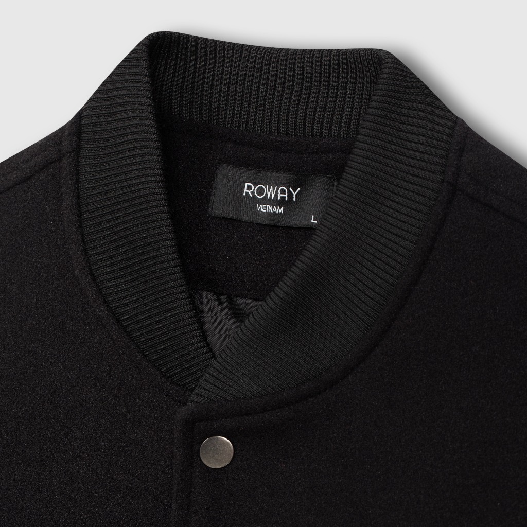 Áo khoác ROWAY form suông | Varsity tay da