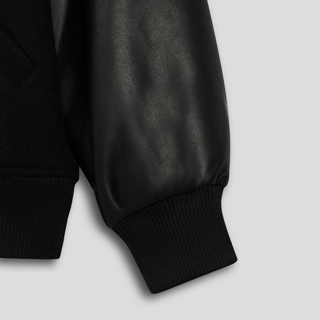 Áo khoác ROWAY form suông | Varsity tay da