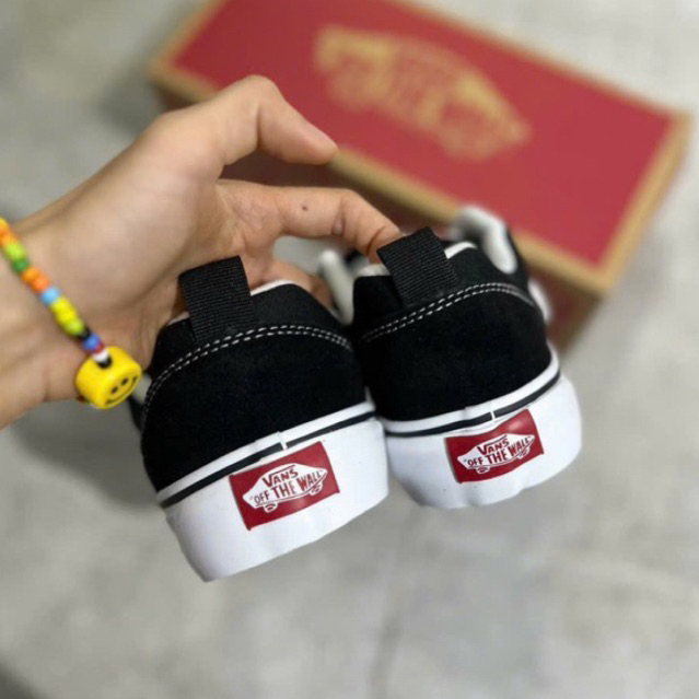 Giày Van Knu Skool Black White Basic Lai Au Cao Cấp Fullbox