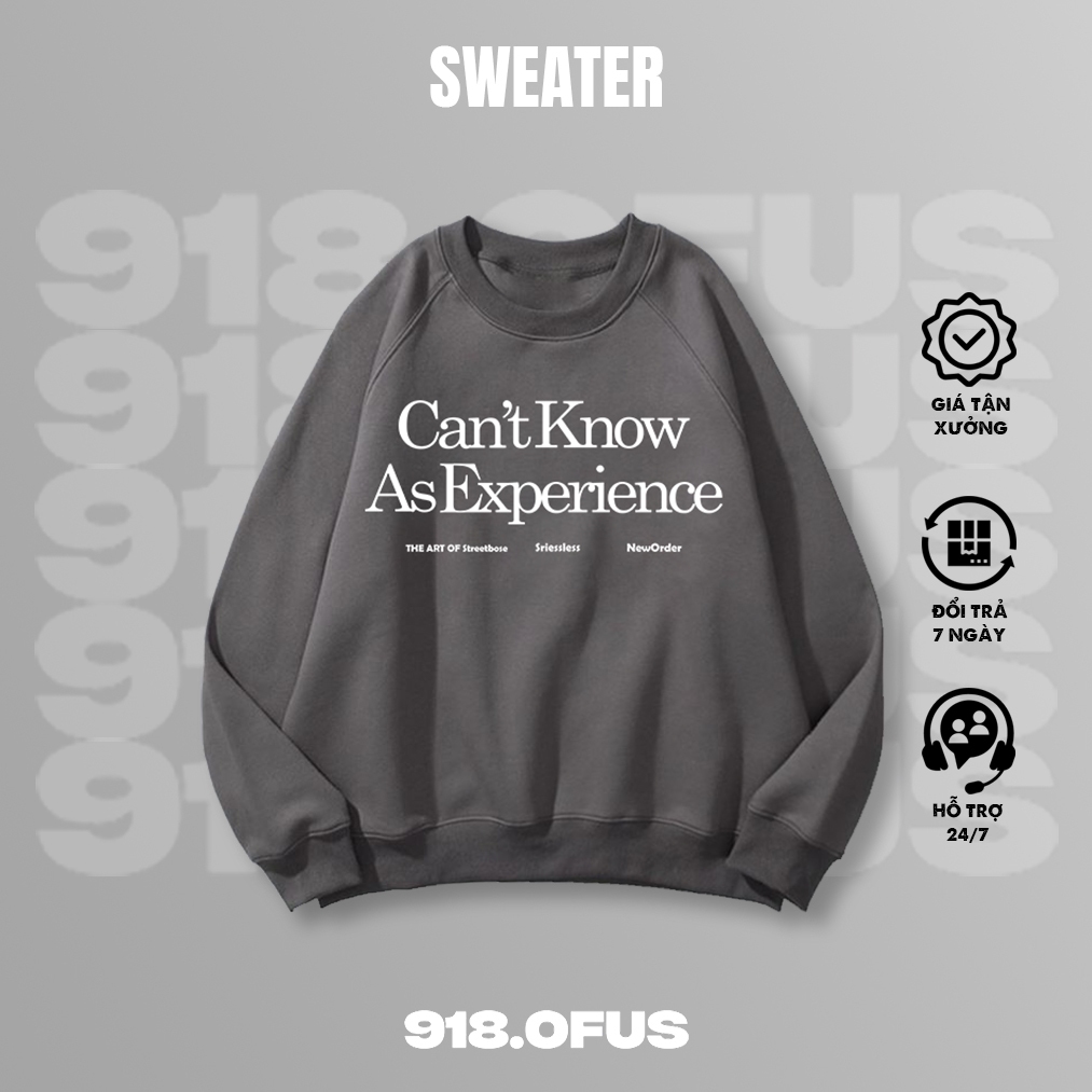 Áo sweater nỉ bông Can't Know 918 Ofus cao cấp basic nam nữ dài tay unisex form rộng oversize