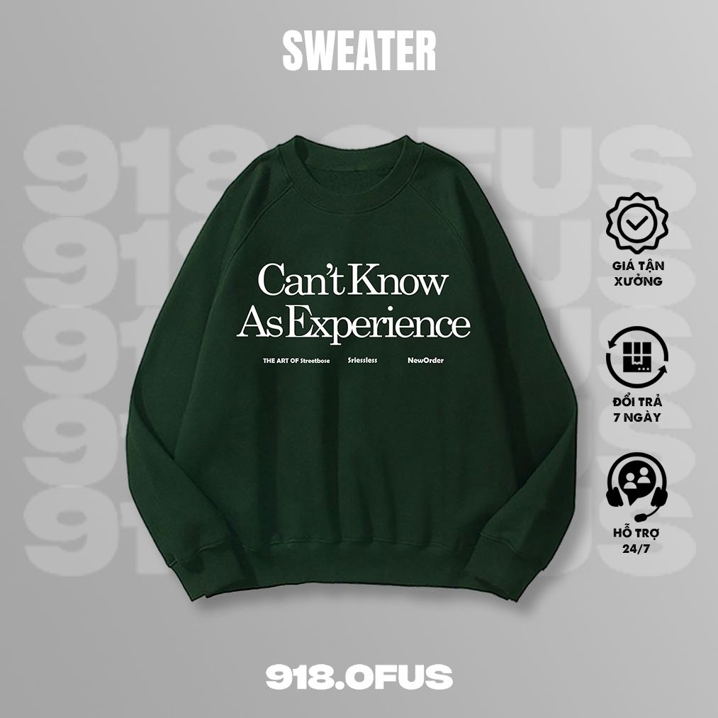 Áo sweater nỉ bông Can't Know 918 Ofus cao cấp basic nam nữ dài tay unisex form rộng oversize