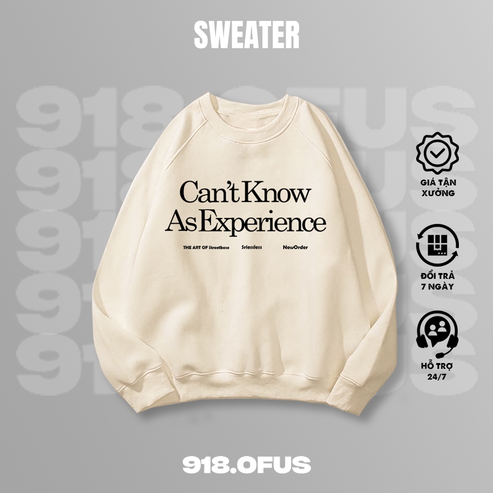 Áo sweater nỉ bông Can't Know 918 Ofus cao cấp basic nam nữ dài tay unisex form rộng oversize