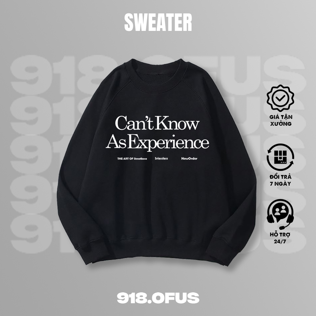 Áo sweater nỉ bông Can't Know 918 Ofus cao cấp basic nam nữ dài tay unisex form rộng oversize