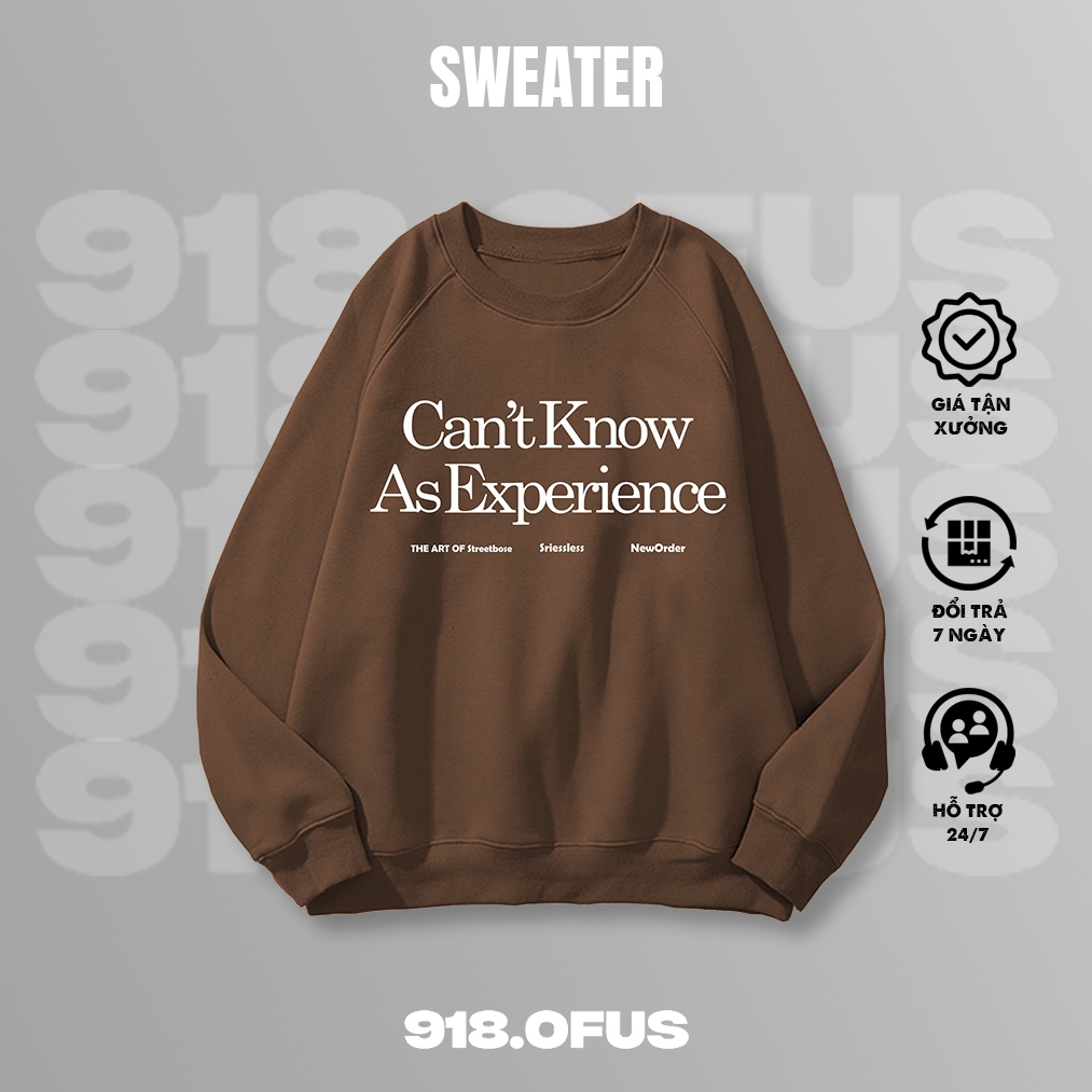 Áo sweater nỉ bông Can't Know 918 Ofus cao cấp basic nam nữ dài tay unisex form rộng oversize