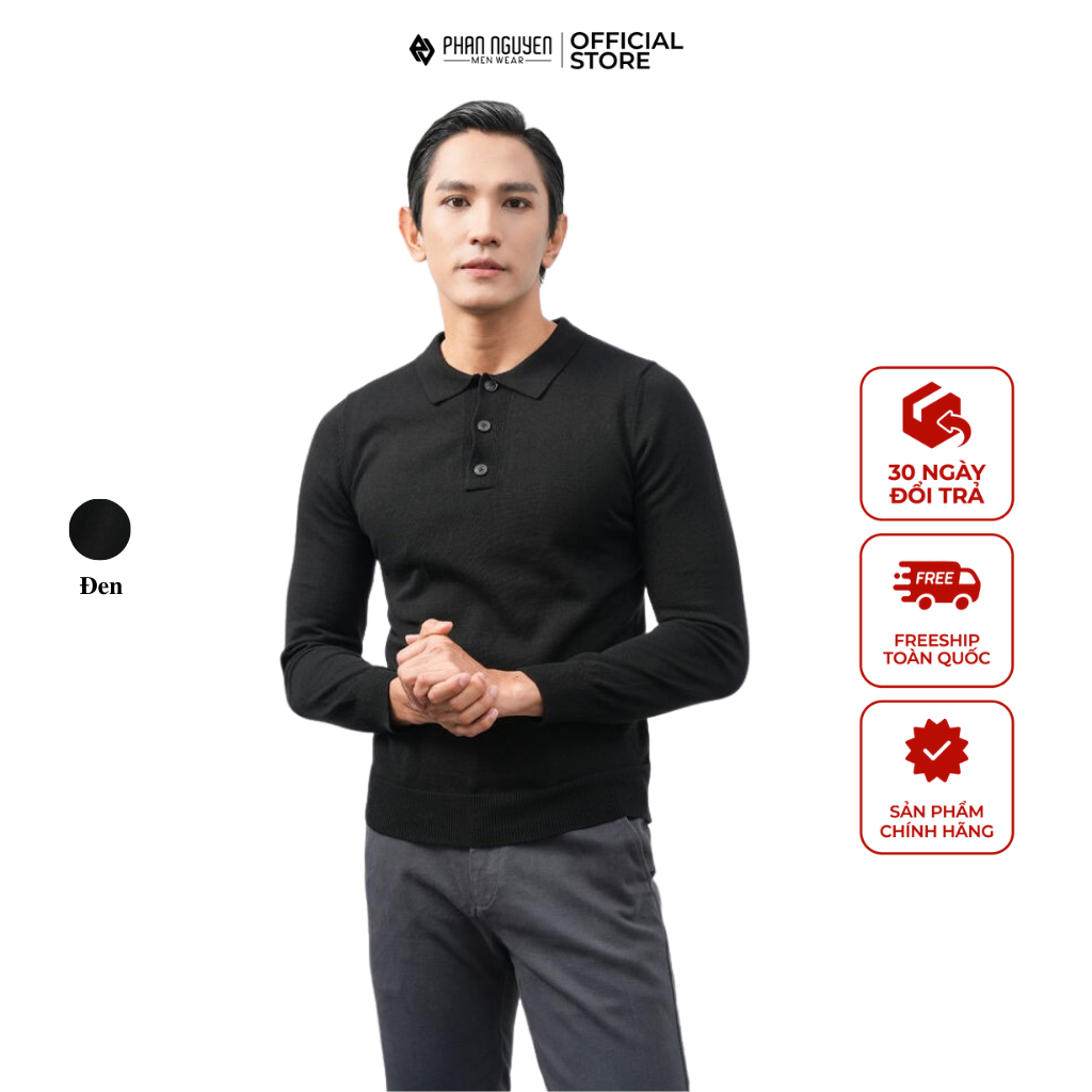 Áo len nam dài tay cổ bẻ Phan Nguyễn, chất liệu len cao cấp mềm mịn, nhẹ, co giãn tốt, màu sắc đơn giản dễ phối ALD.235