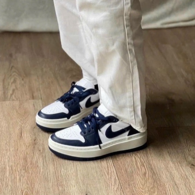 Giày JD1 Low Elevate Midnight Navy Da Thật Lai Au Nam Nữ