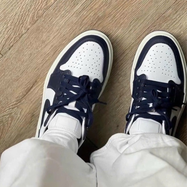 Giày JD1 Low Elevate Midnight Navy Da Thật Lai Au Nam Nữ