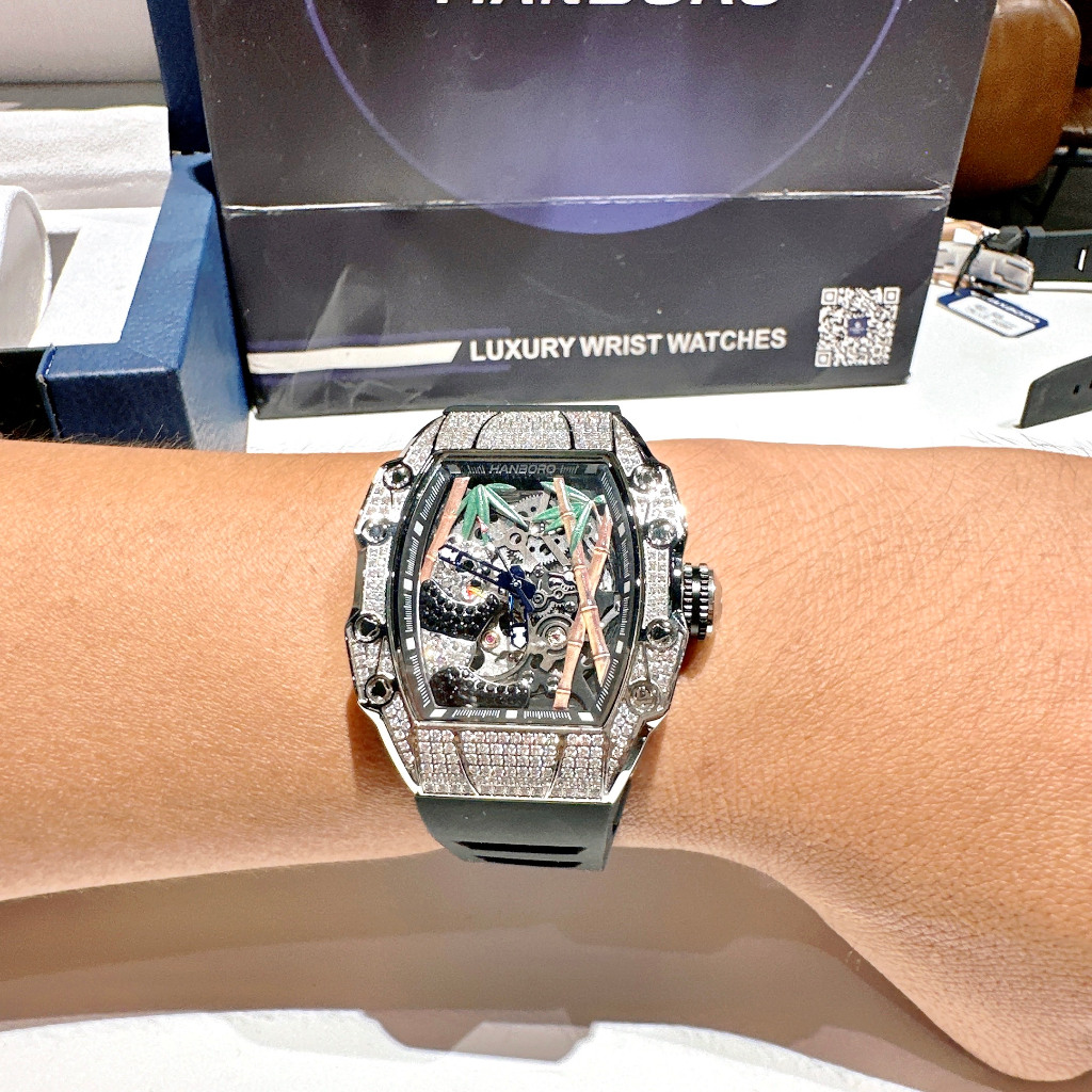 Đồng Hồ Nam Hanboro 926 PANDA - Dây Silicone, Size 41x50mm