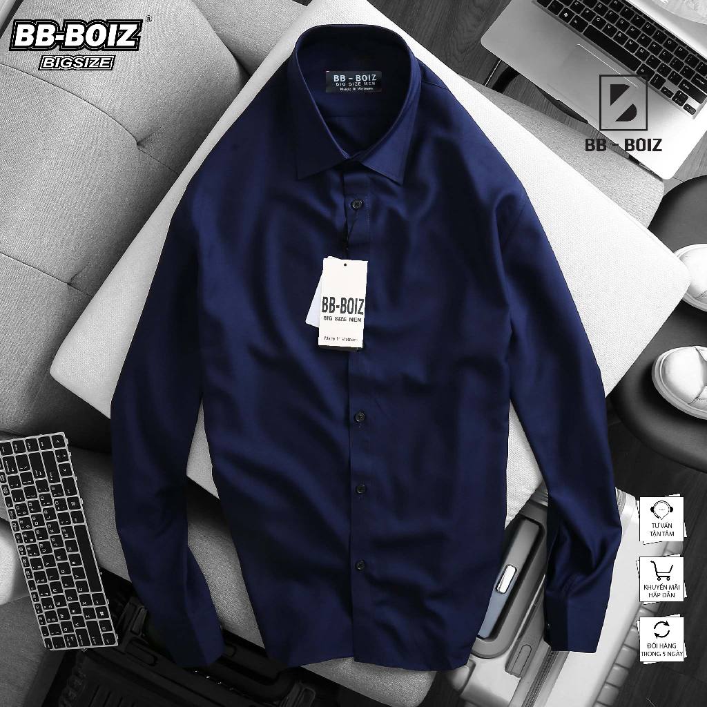 BIGSIZE Áo sơ mi BB - Boiz tay dài nam công sở form bigsize 70kg đến140kg mặc đẹp