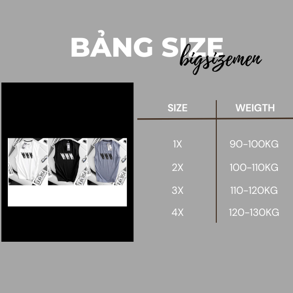 BIGSIZE - Áo thun BB - Boiz nam ba lỗ sát nách form bigsize 90kg đến 140kg - vải mè in 3 sọc xéo