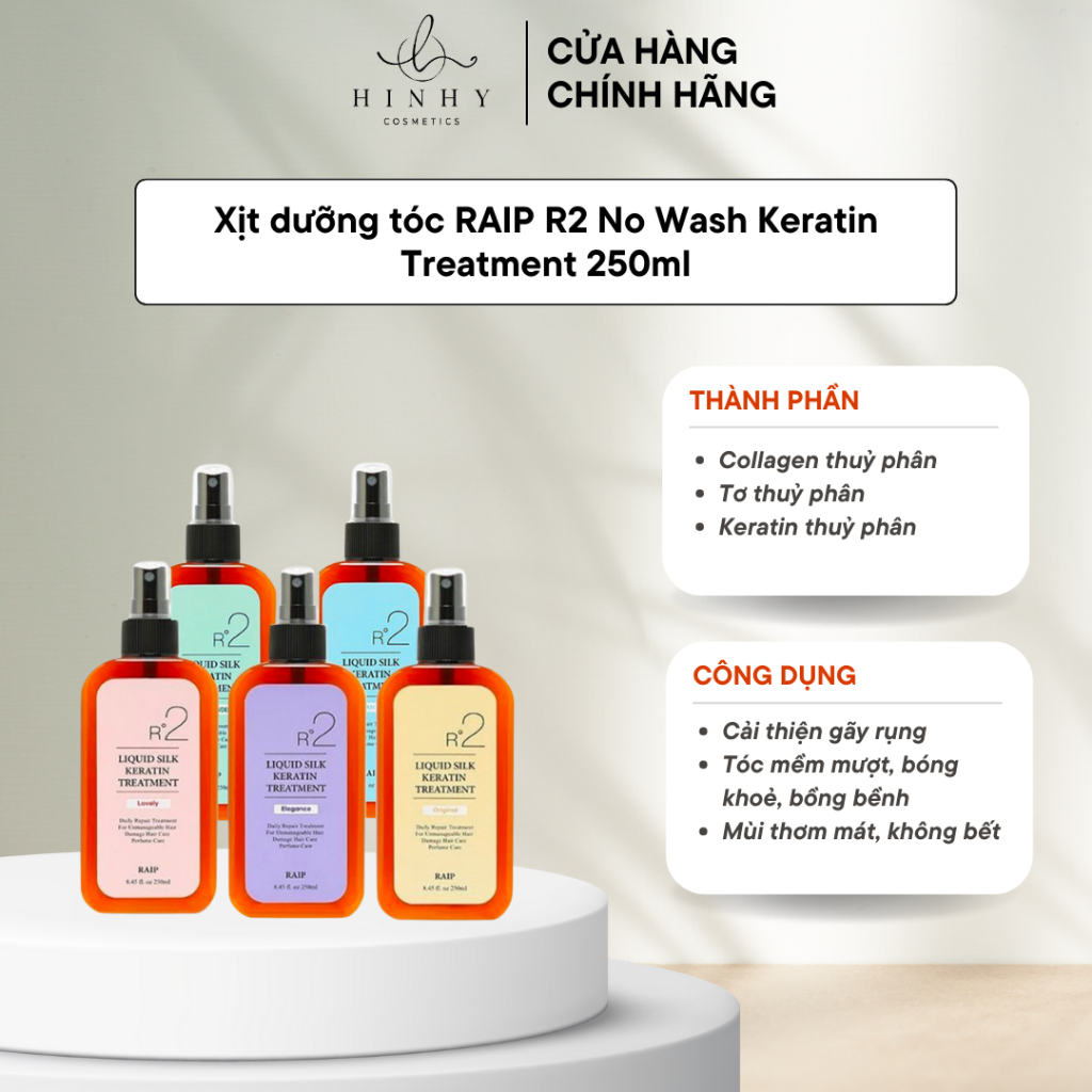 Xịt dưỡng tóc RAIP R2 No Wash Keratin Treatment 250ml