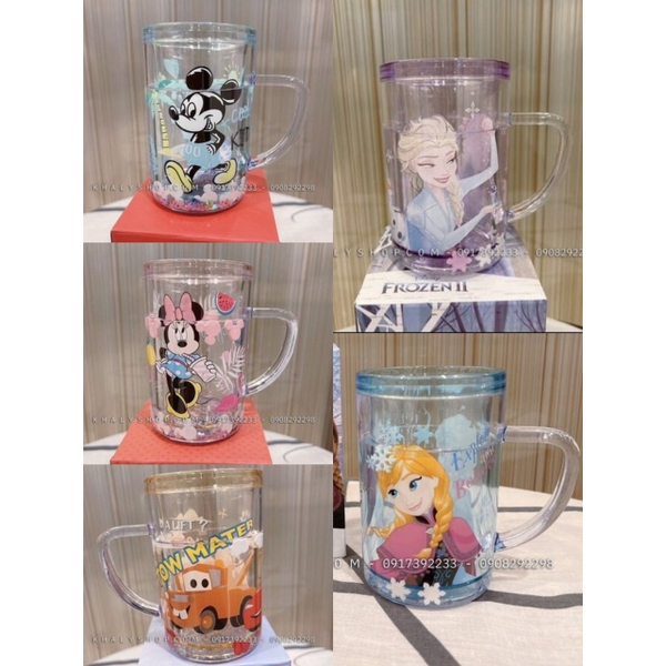 Ly cốc uống nước cho Bé, hoạt tiết 3D nhựa Melamine các nhân vật Disney siêu xinh