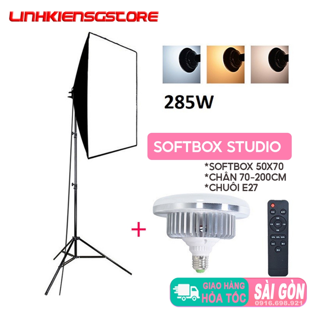 Bộ kit trọ sáng studio softbox chân 2m kèm bóng đèn led 285W điều chỉnh màu {{linhkiensgstore}}