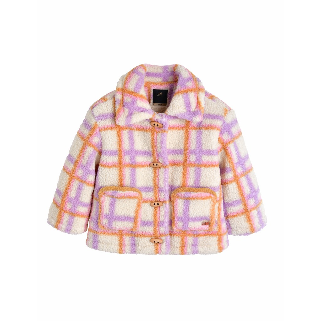 Áo khoác lông kẻ tím cam xuất Hàn dư xịn AMM025