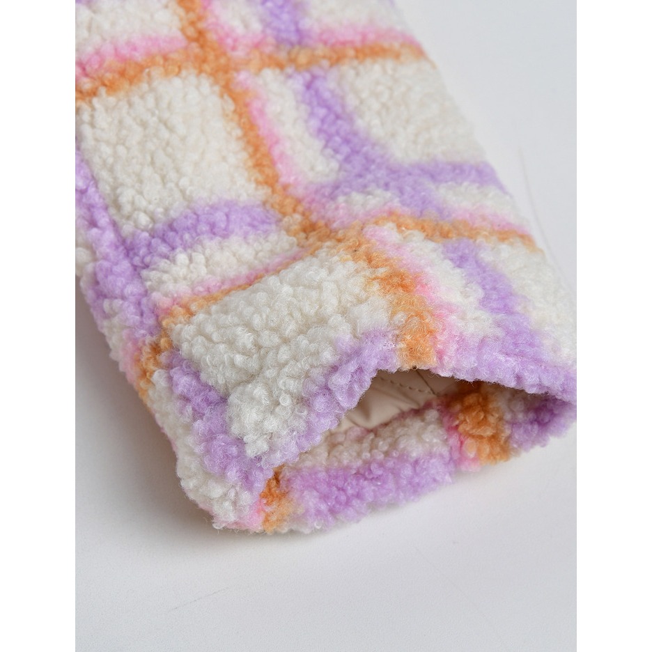 Áo khoác lông kẻ tím cam xuất Hàn dư xịn AMM025