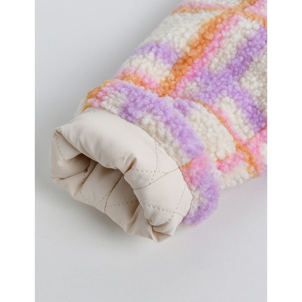 Áo khoác lông kẻ tím cam xuất Hàn dư xịn AMM025