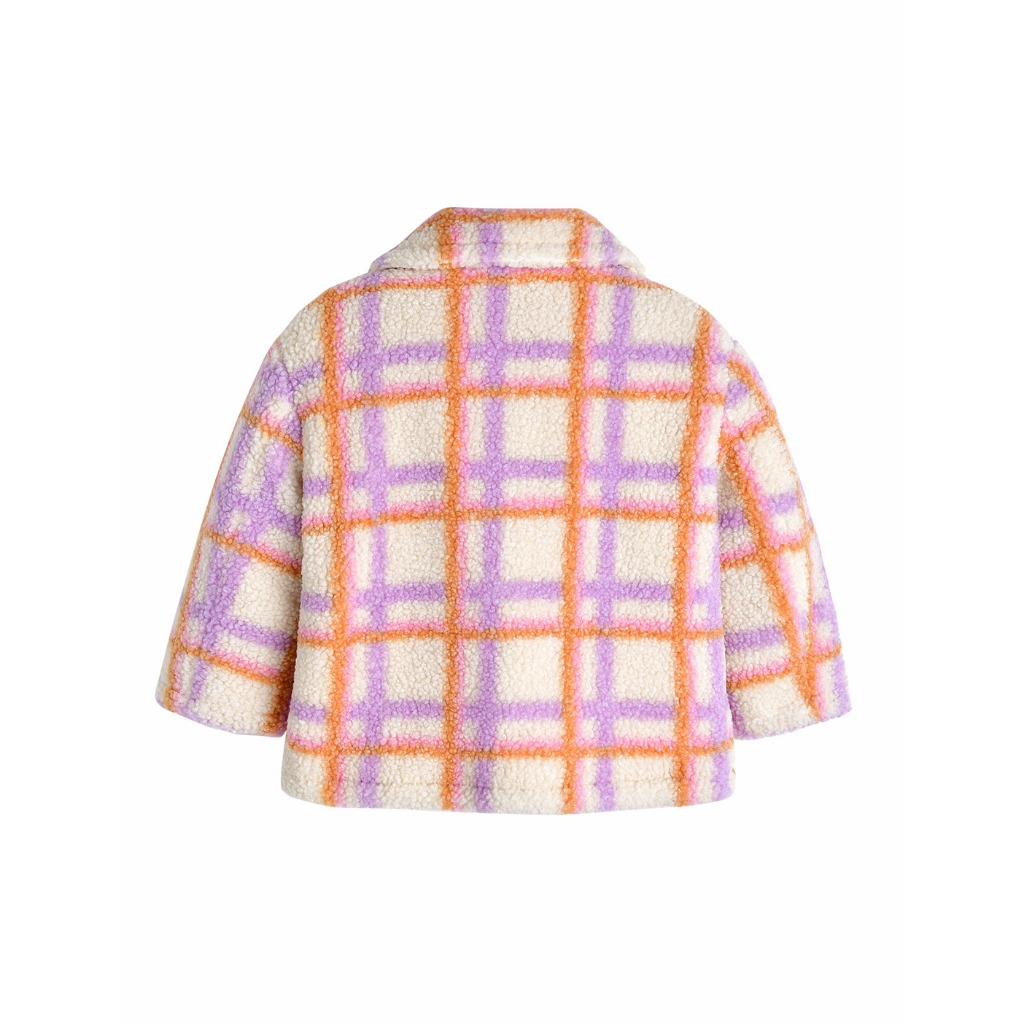 Áo khoác lông kẻ tím cam xuất Hàn dư xịn AMM025