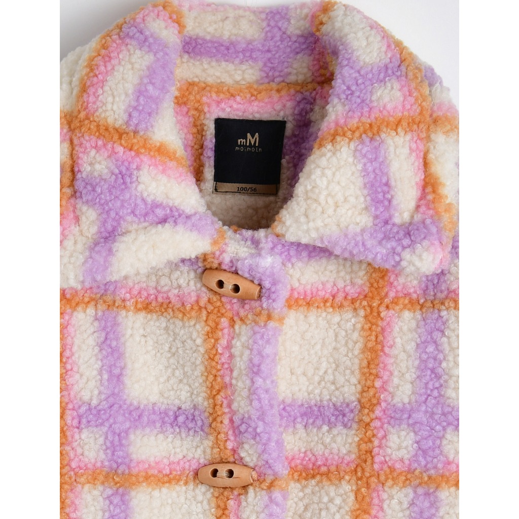 Áo khoác lông kẻ tím cam xuất Hàn dư xịn AMM025