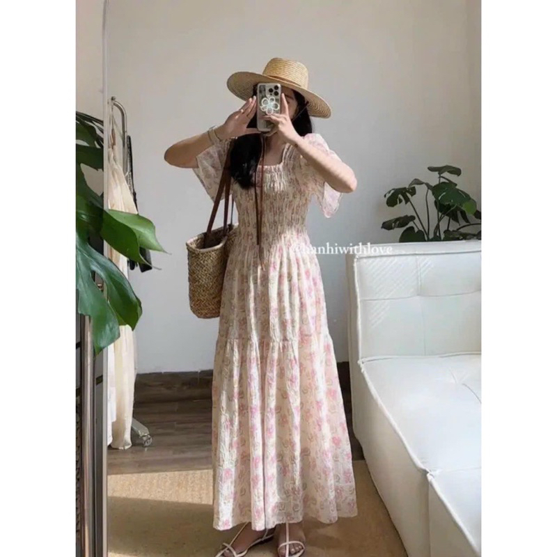 Váy thêu hoa dáng dài