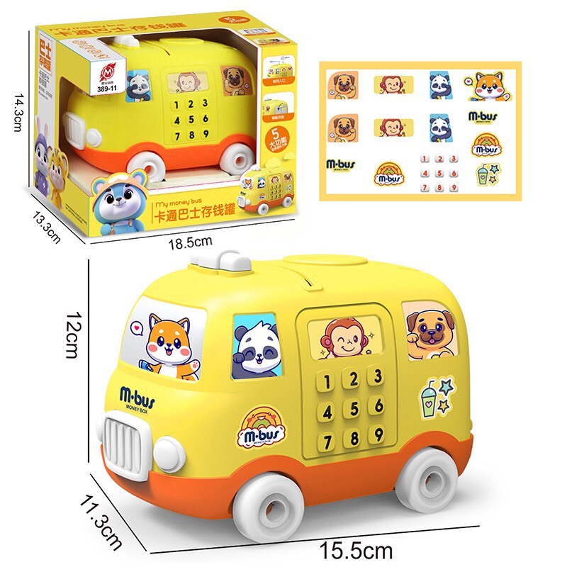 Đồ Chơi Ống Tiết Kiệm Hình Tên Lửa, Xe Bus Có Chìa Khoá Mở, Đồ Chơi Quà Tặng cho Bé