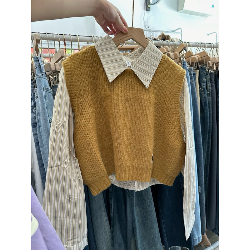 Set áo sơmi + gile new