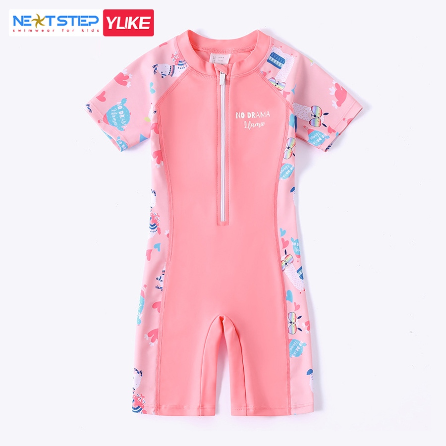 Đồ bơi bé gái liền thân tay ngắn YUKE vải mềm mại co dãn 4 chiều có size cho bé đến 35kg 10 tuổi