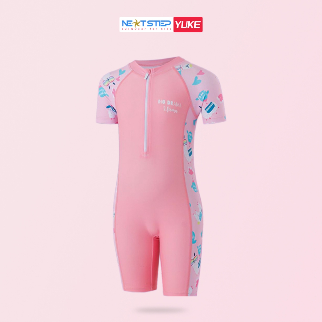 Đồ bơi bé gái liền thân tay ngắn YUKE vải mềm mại co dãn 4 chiều có size cho bé đến 35kg 10 tuổi