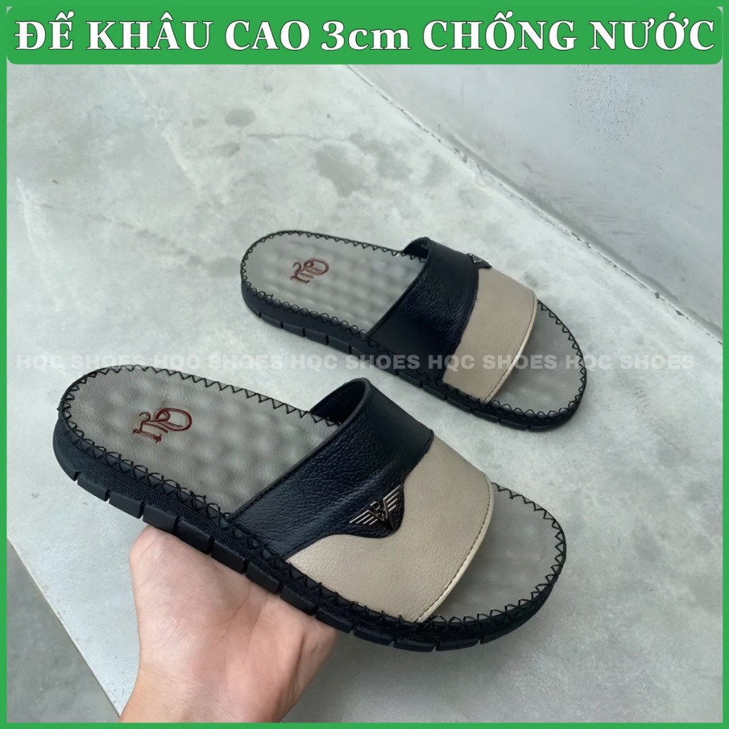 Dép da nam chất liệu da bò cao cấp phong cách trẻ trung năng động AQ099
