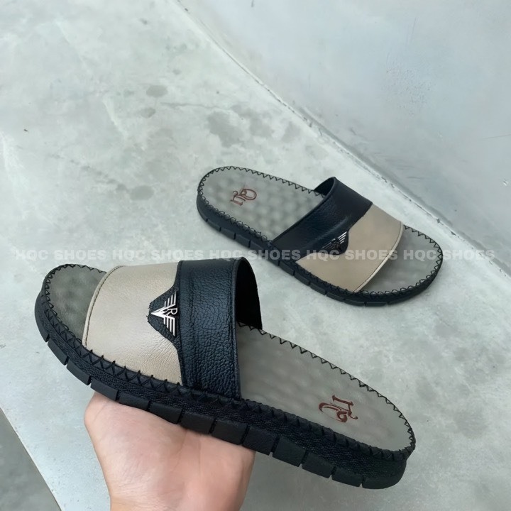 Dép da nam chất liệu da bò cao cấp phong cách trẻ trung năng động AQ099