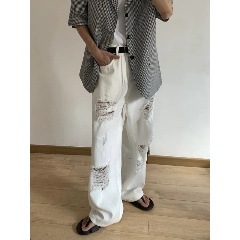 QUẦN TRẮNG RÁCH UNISEX