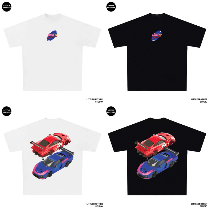 Áo thun LittleCar unisex form rộng cổ tròn 100% cotton