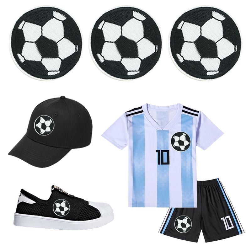 Sticker ủi nhiệt thêu logo hình quả bóng đá - Miếng vá ủi quần áo ba lô N28