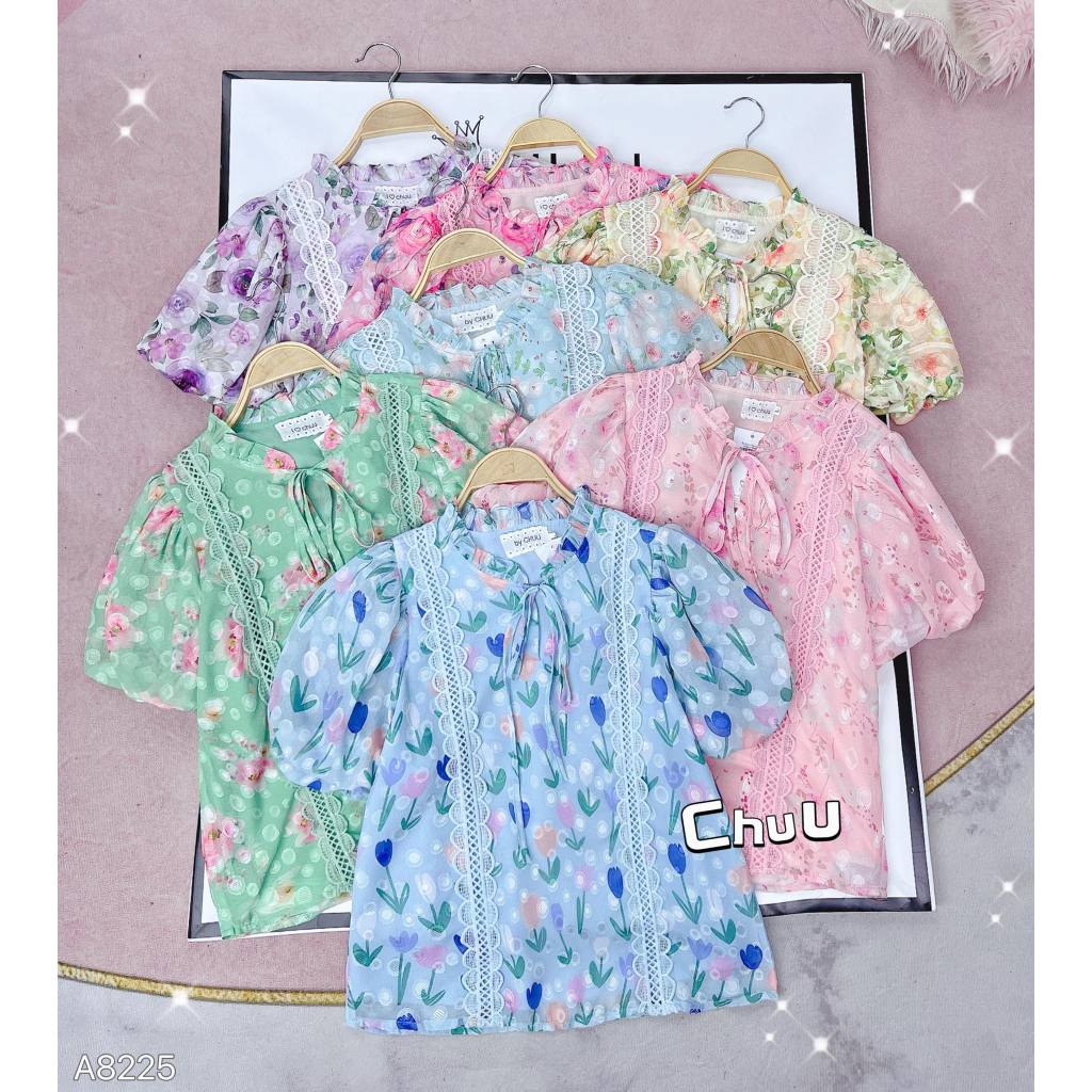 Áo sơ mi hoa công sở nữ tơ ép luxury CHUU A8225