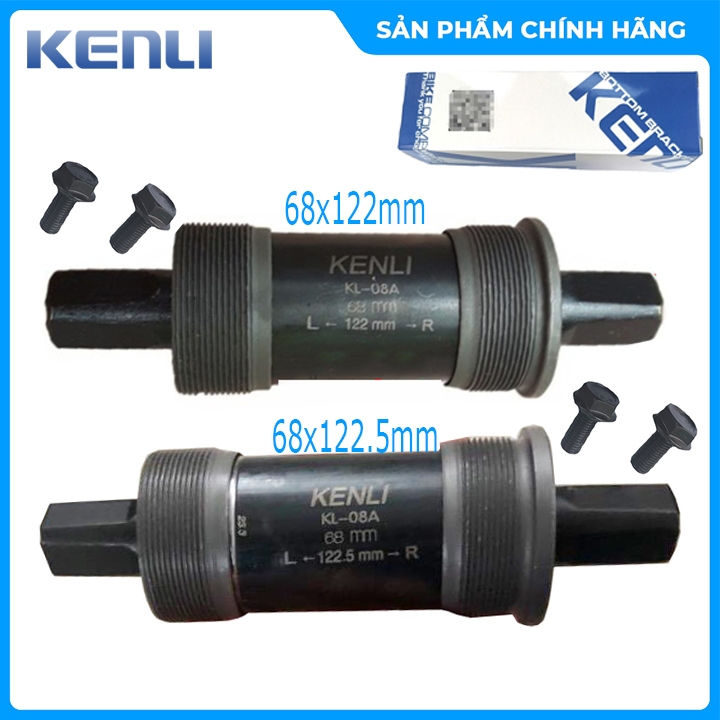 Trục giữa (cốt giữa) xe đạp bạc đạn cốt vuông KENLI 68x122mm - 68x122.5mm