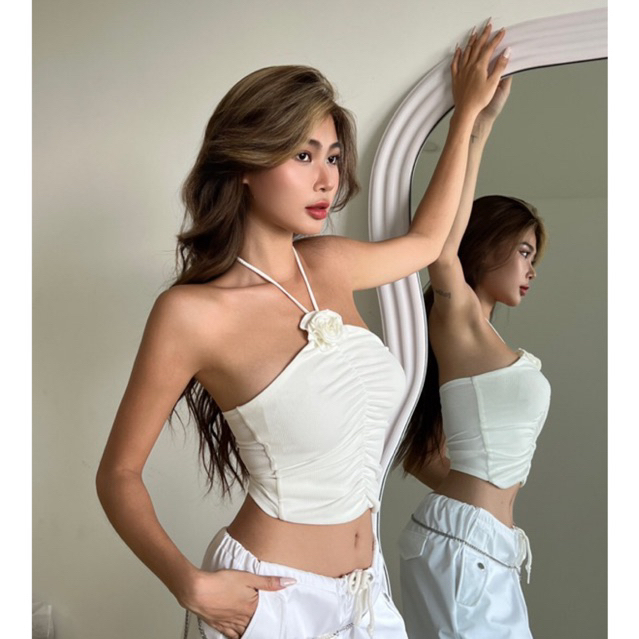 Áo yếm nhún kết hoa