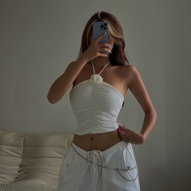 Áo yếm nhún kết hoa