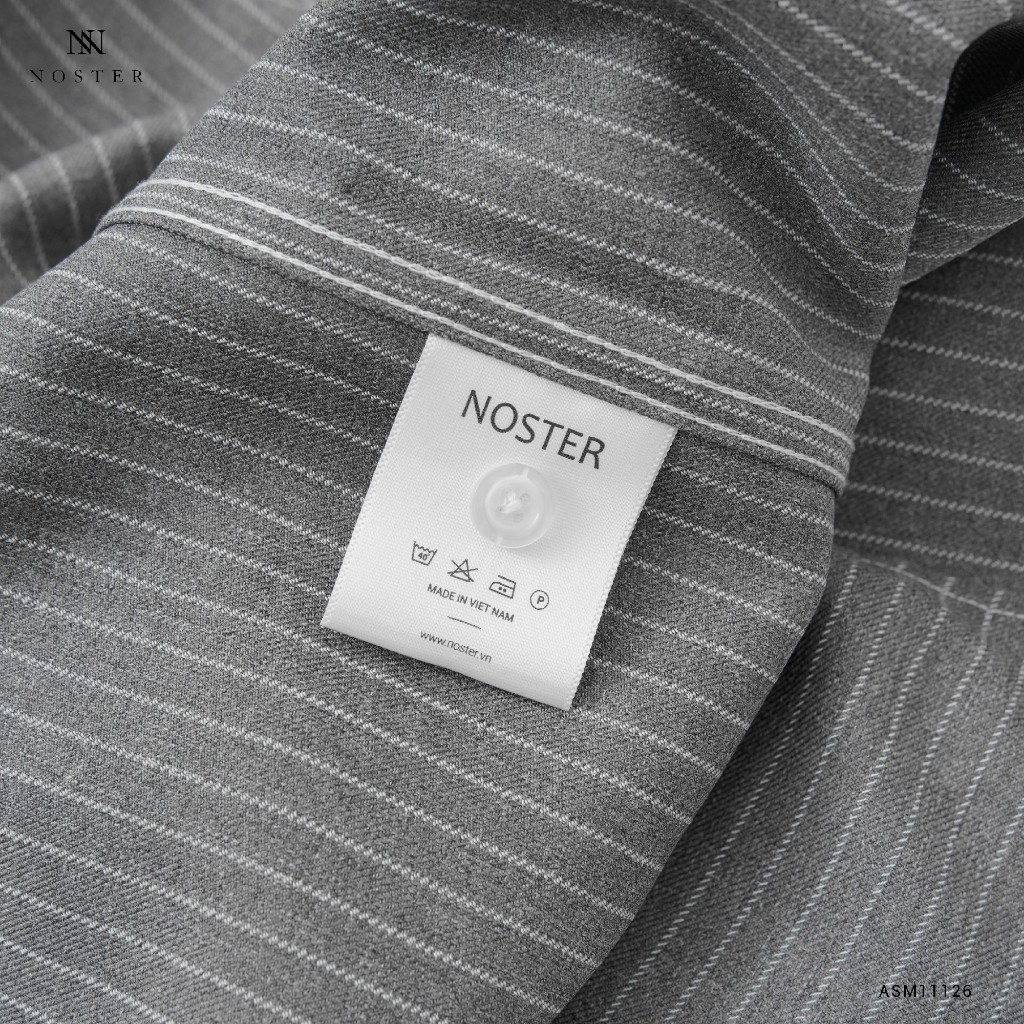 Áo sơ mi kẻ sọc nét nhỏ, thêu logo, chất vải dầy dặn, mềm mại, không nhăn - Thương hiệu Noster mã ASM11126