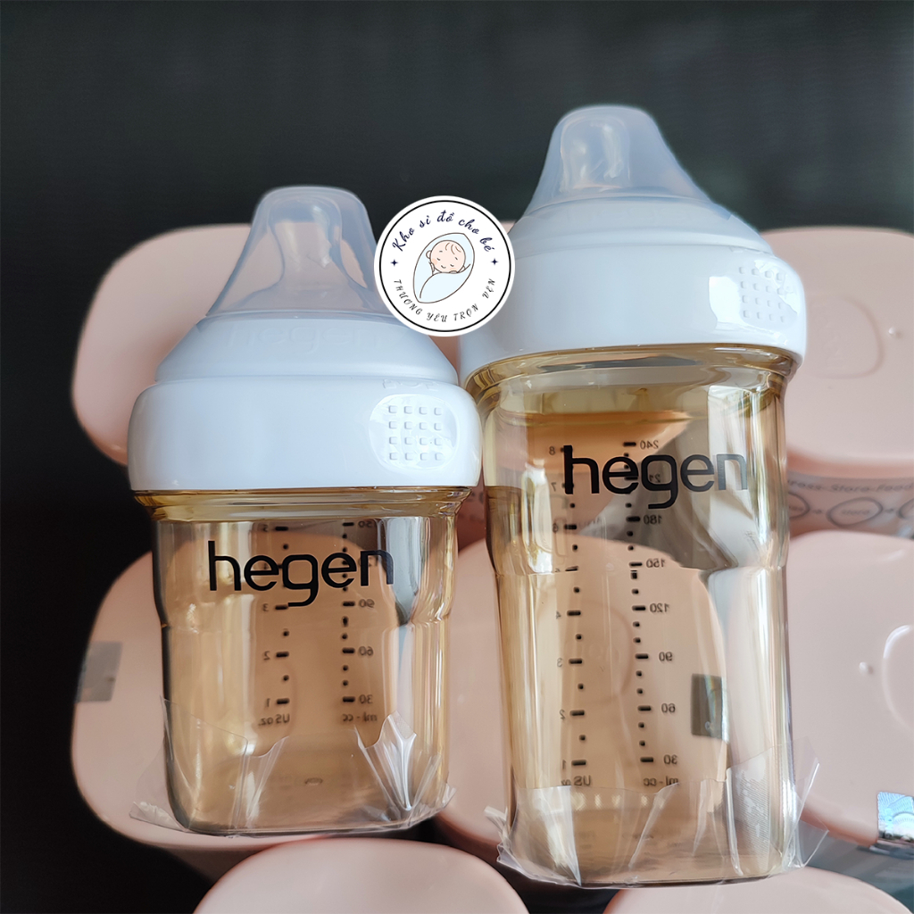 Bình sữa Hegen 150ml 240ml, thiết kế hình vuông đọc đáo