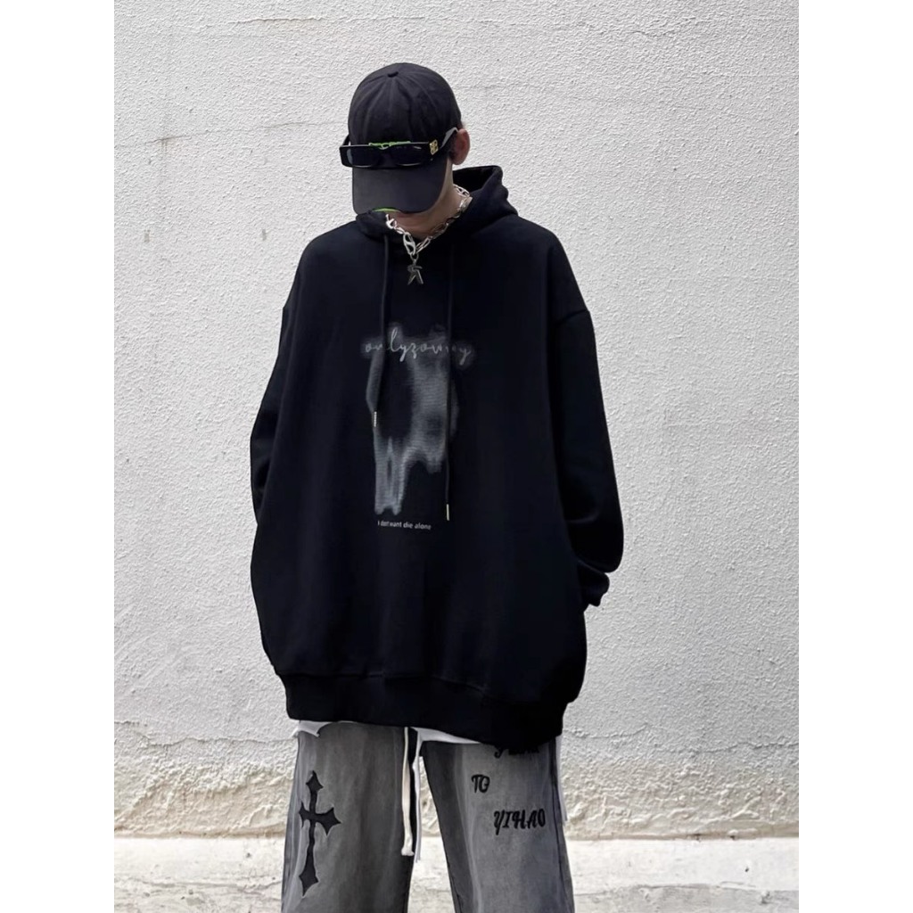 Áo Hoodie form rộng nỉ bông dày cotton ONLY YOU unisex nam nữ cotton cặp đôi nón to 2 lớp trắng đen Boin Unisex