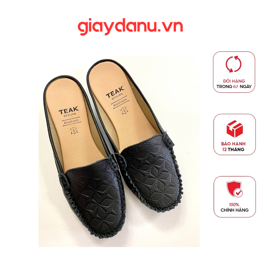 Dép sục nữ da thật đế xuồng 3cm DR308 - SIZE CHUẨN- CÓ BẢO HÀNH