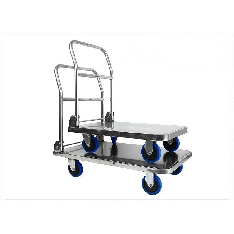 Xe đẩy hàng, xe kéo hàng inox siêu bền tải 60*90 tải 300kg