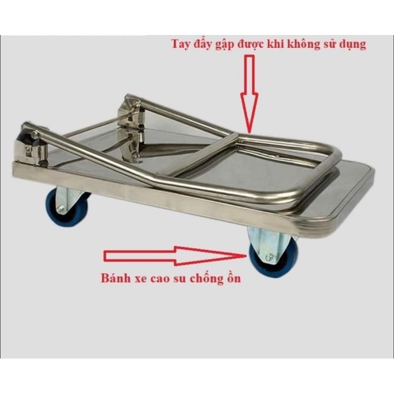 Xe đẩy hàng, xe kéo hàng inox siêu bền tải 60*90 tải 300kg