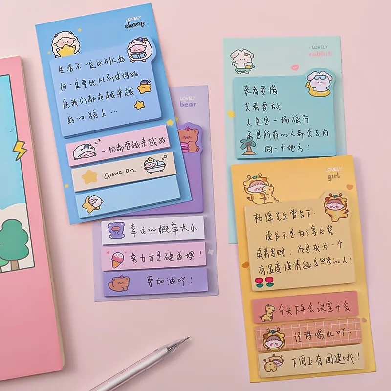 Giấy note 80 tờ, set giấy ghi chú cute dễ thương nhỏ gọn nhiều màu đa dạng mẫu mã thiết kế đơn giản đẹp mắt