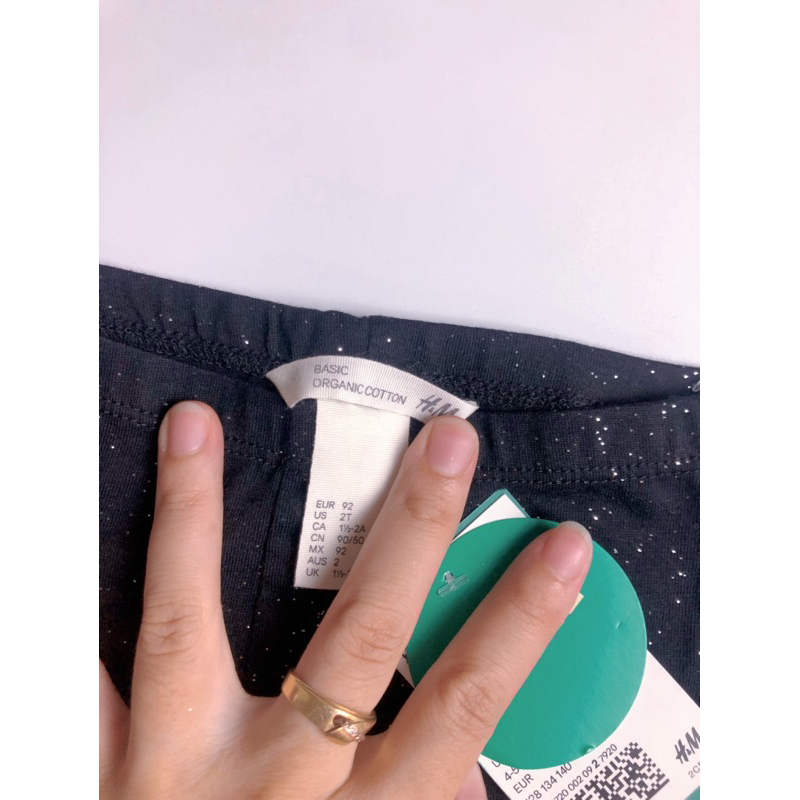Quần legging đen nhũ hm dư xịn cho bé